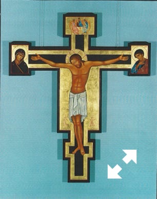 Gold leaf icon Painting by Kathryn Carrington of Jesus on the Cross