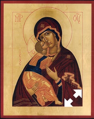 Gold leaf icon Painting by Kathryn Carrington called "Madonna and Child'