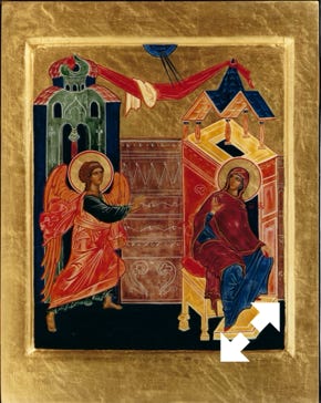 Gold leaf icon Painting by Kathryn Carrington of "The Annunciation"